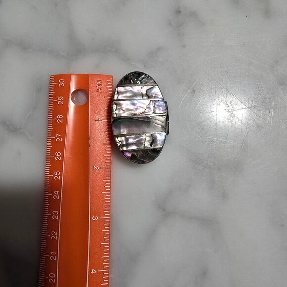 Abalone & Sterling SIlver, Large Oval Hinged Box - Picture 5 of 6